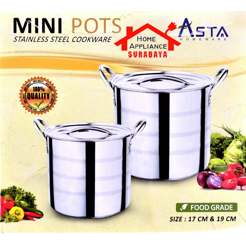 Asta Panci Mini Pots 2 PCS Stainless Steel Cookware ASMP 01 / ASMP-01