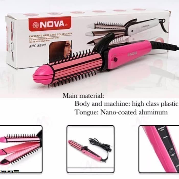 Catok Nova NHC-8890 Catokan 3in1 Curly straightener Corn Curler keriting pelurus rambut