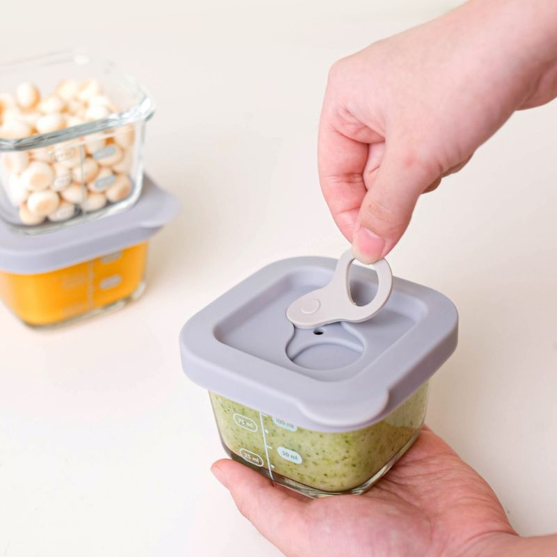 Little Dimple - Baby Food Container With Silicone Lid Set 4pcs wadah kaca