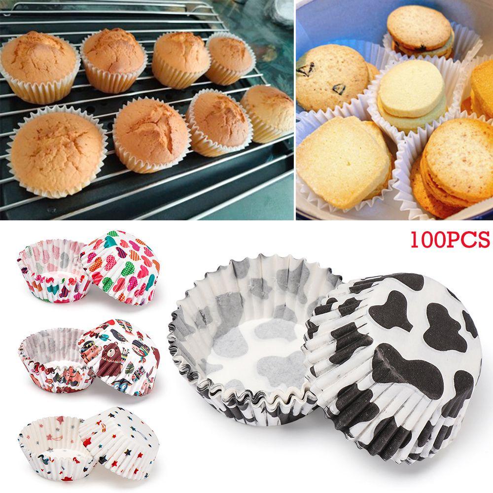 Suyo 100PCS Gelas Kertas Kue Rumah &amp; Dapur DIY Cupcake Grease-proof Perlengkapan Pesta Bunga