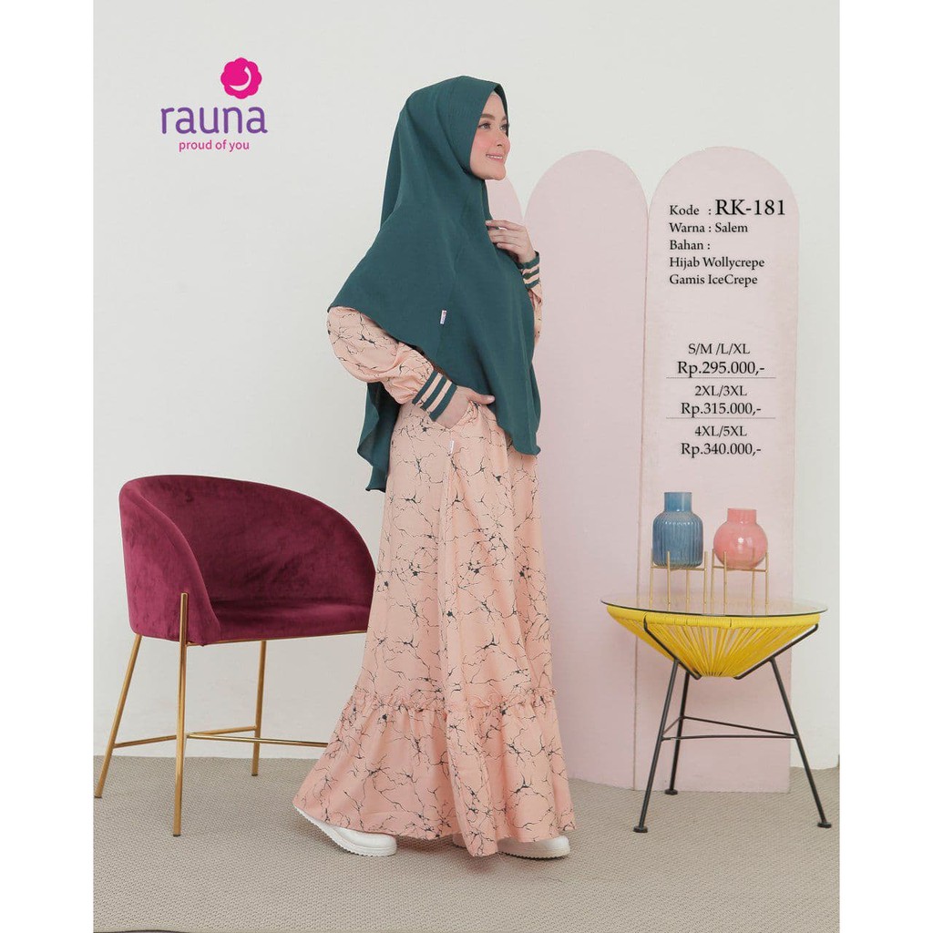 Gamis Rauna Set Jilbab / RK - 180, 181, 182 , 183 / Fashion Muslim