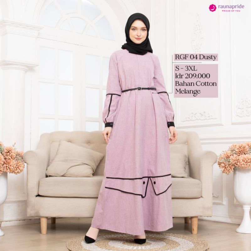 Rauna Gamis Terbaru RGF 04 DUSTY ROSE / Rauna Sarimbit 2022 / Fashion Muslim / Koko Dewasa / Gamis A