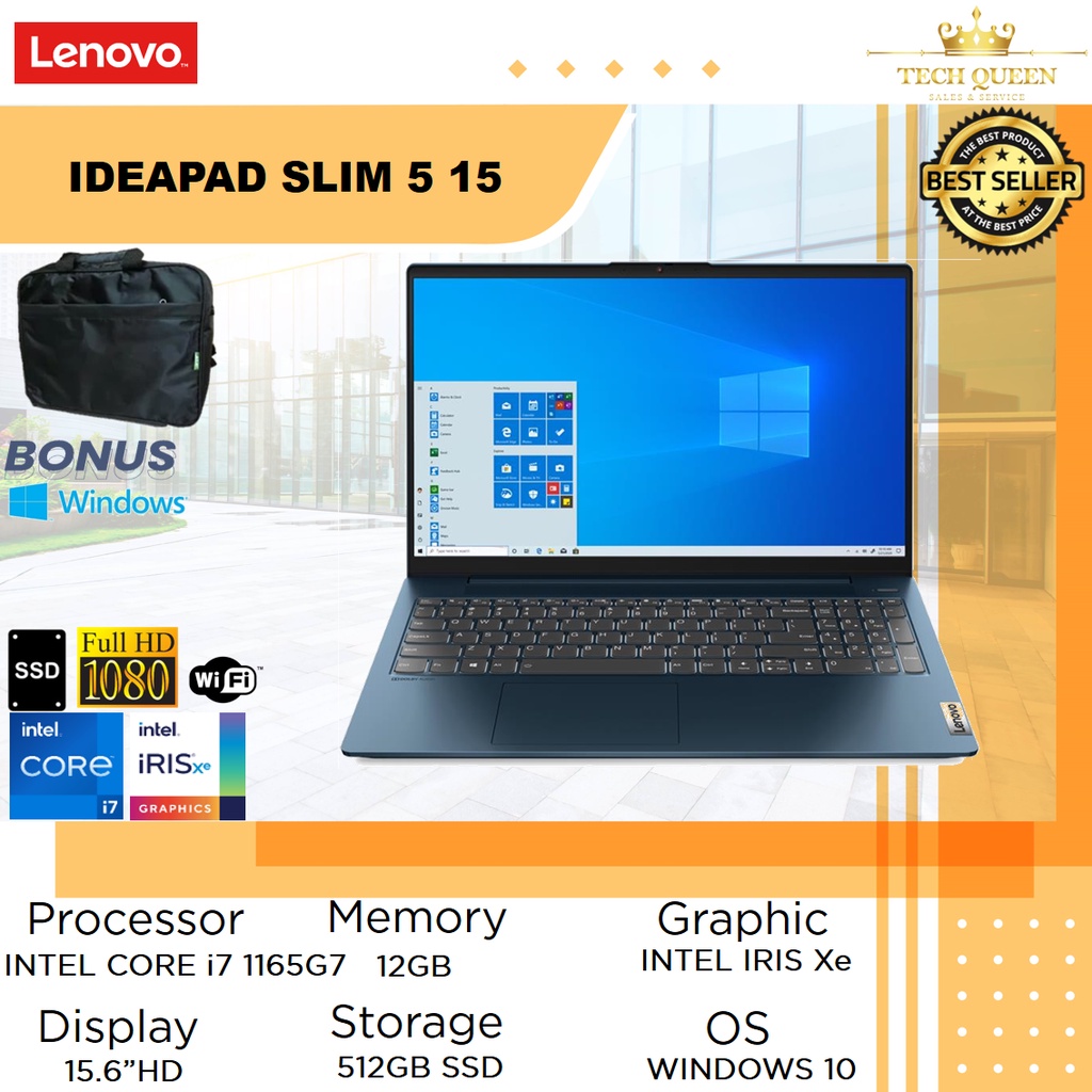 LENOVO IDEAPAD SLIM 5 15 TOUCH - I7 1165G7 12GB 512SSD WINDOWS 10 15.6 INCHI FHD