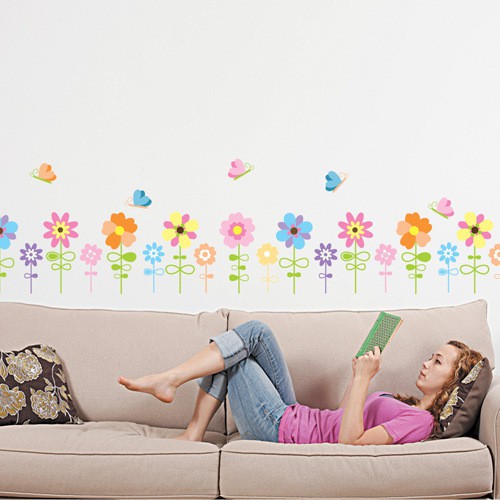 RELIZA WALL STICKER / STIKER DINDING BUNGA BUTTERFLY COLOUR FLOWERS JM8274