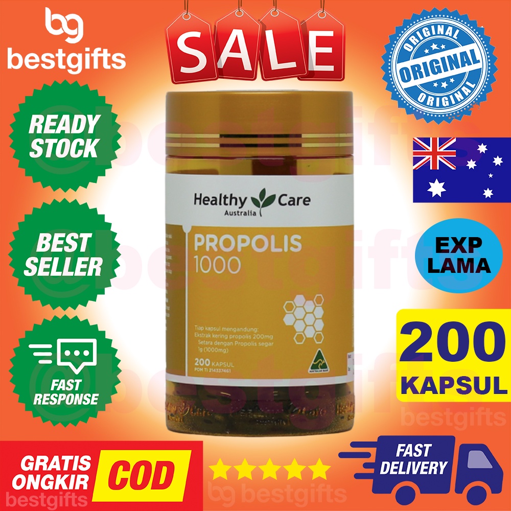 HEALTHY CARE AUSTRALIA PROPOLIS 1000 MG ANTIOKSIDAN KEKEBALAN DAYA TAHAN TUBUH KADAR GULA DARAH 200 KAPSUL