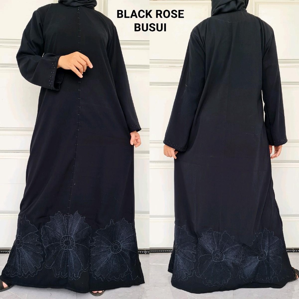 new abaya jubah hitam arab bordir black rose jetbalck saudi ori adem full hitam