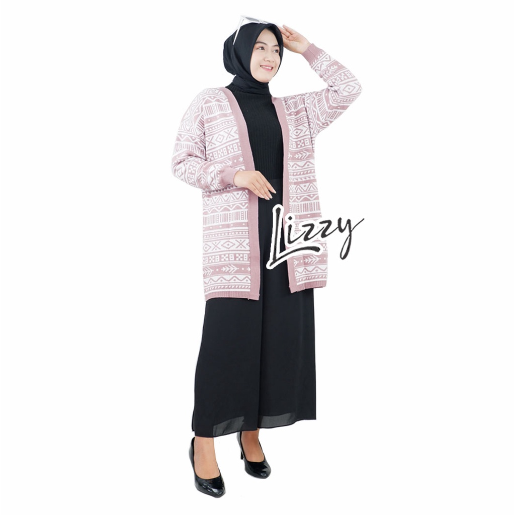 Lizzy - KNITWEAR CARDIGAN LONG ABSTRAK TRIBAL PREMIUM