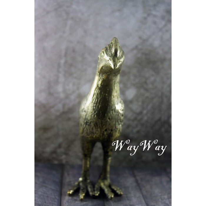 Ayam Patung Kuningan Vintage Antik