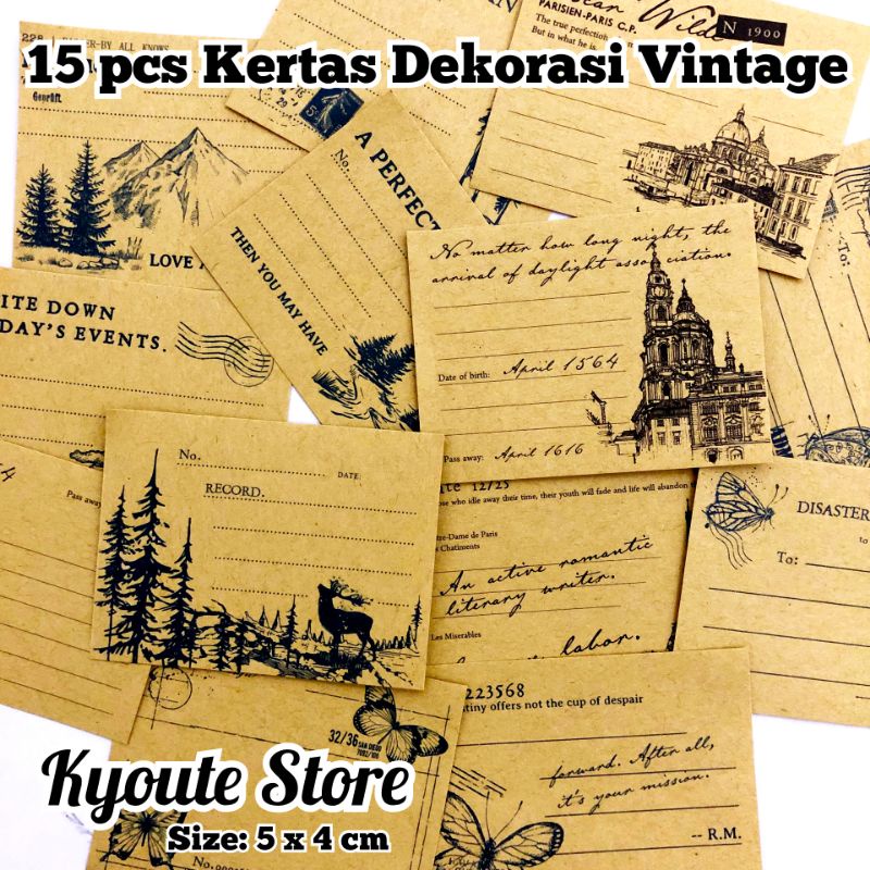 

15 pcs Kertas Dekorasi Scrapbook Vintage Old Europe Scrapbook Journal