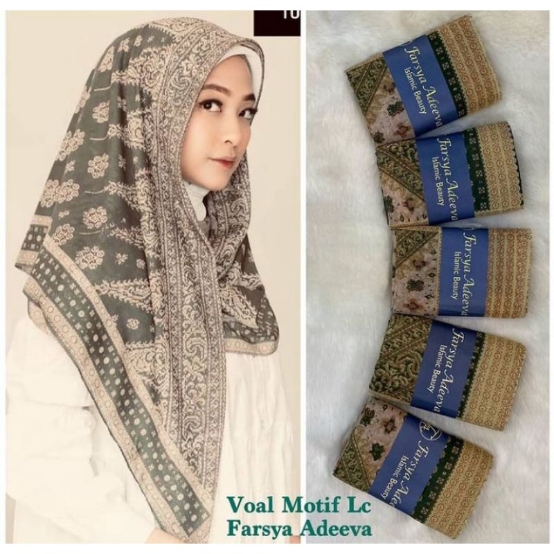 [SIAP KIRIM] HIJAB SEGI EMPAT MOTIF VOAL LC FARSYA ADEEVA