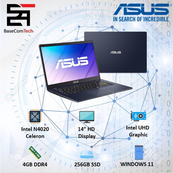 Laptop Asus Vivobook E410MA INTEL N4020 RAM 4GB 128/192GB 14HD WINDOWS 10-BLUE 256SSD HD