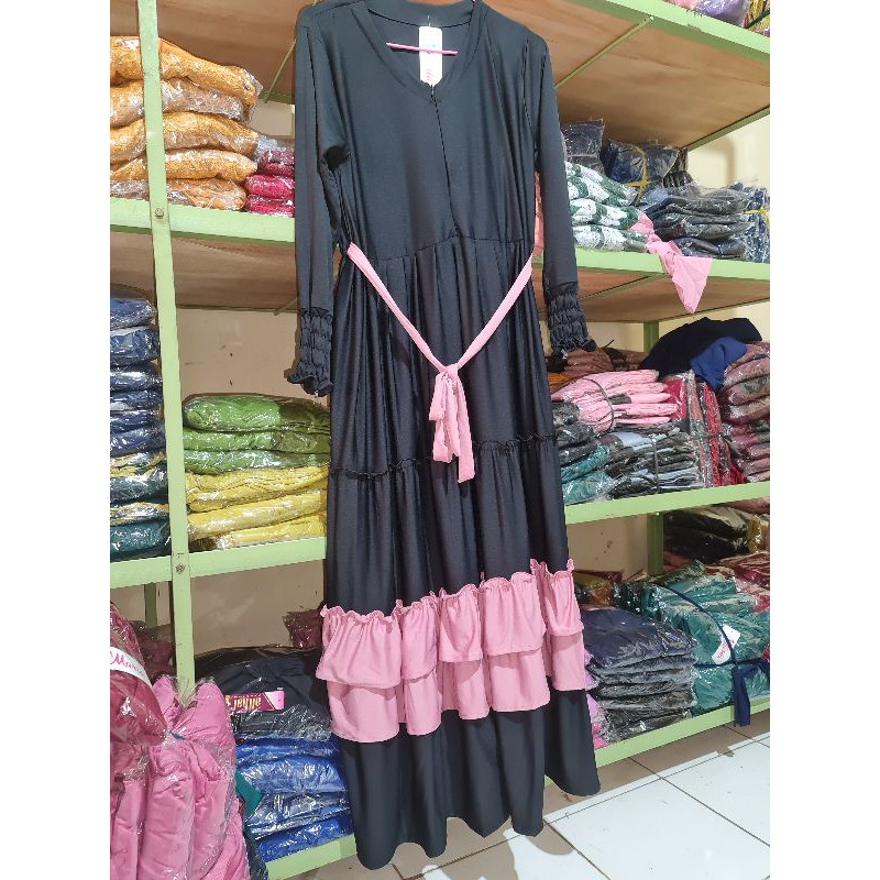 MARIA COLLECTION Rayola Long Dress - Gamis Muslim Remaja Dewasa Busui Style Elegan Bahan Jersey Lemonskin All Size-7