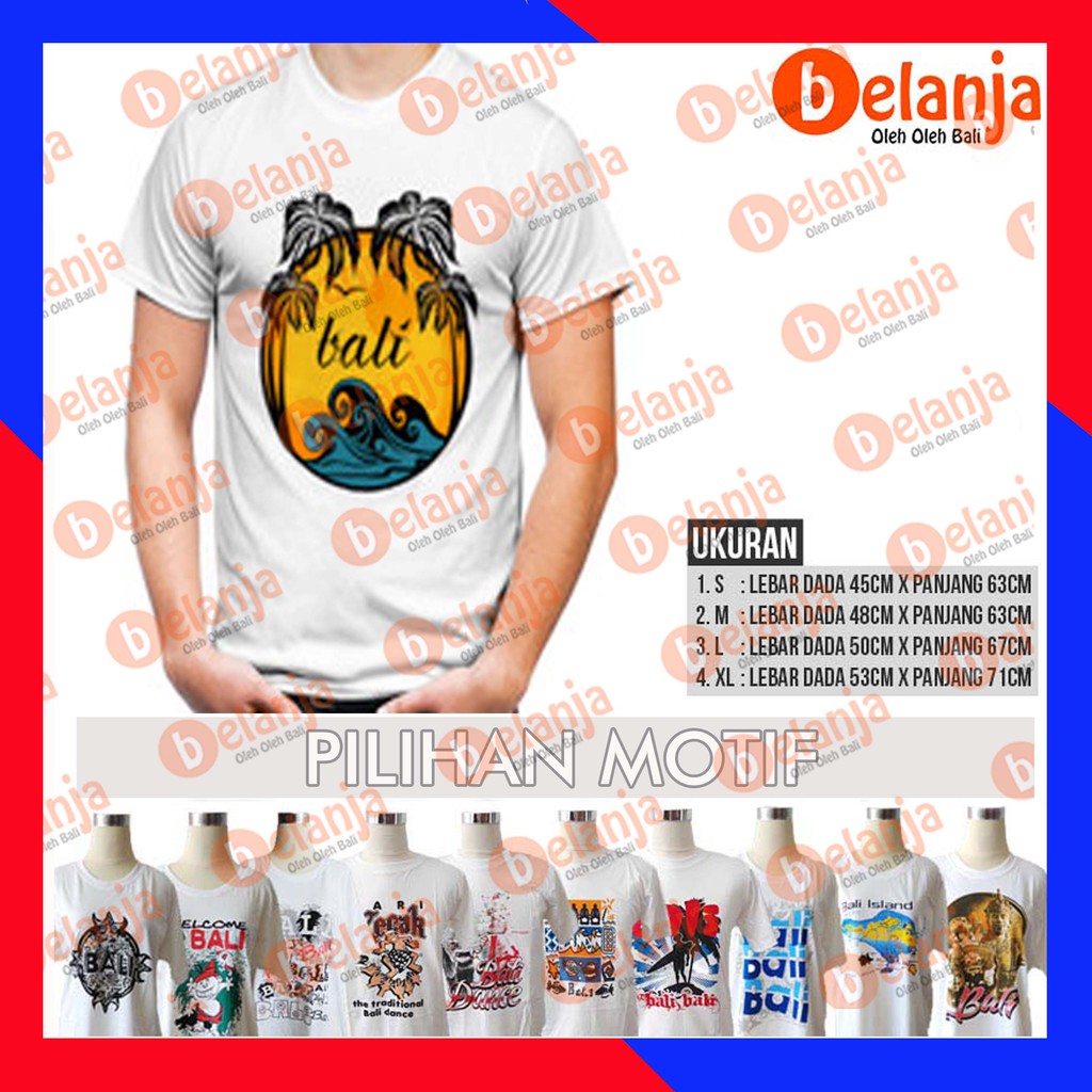 Baju Kaos Cotton Bali Size S-XL (Halus) oleh oleh bali baju kaos bali pria wanita kaos katun bali