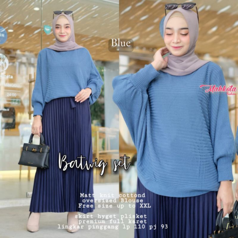 SETELAN BATWING/ATASAN+ROK PLISKET