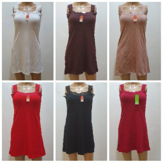 Camisol Panjang Wanita Renda Viorano Super Lembut / Tangtop Cewek Longdress Panjang Jumbo Super Soft