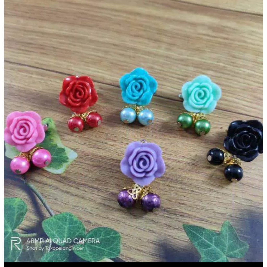 PAKET ISI 6 Bros dagu hijab/ bross souvenir Mawar simple fashion wanita muslim handmade Bros Anak