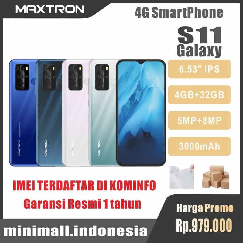 HP MAXTRON S11 GALAXY RAM 4GB 4/32GB ANDROID LAYAR 6,5INC 6.5&quot; WATER DROP SCREEN GARANSI 4G LTE