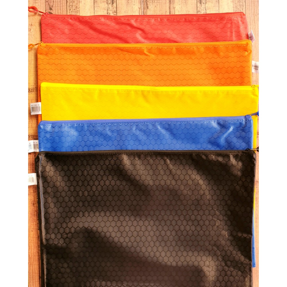 Zipper Bag V-Tec B4 1328 motif Segi Enam - Map Kantung - Map Kain Resleting B4