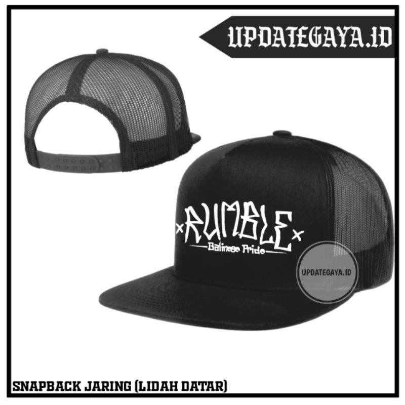 Topi Snapback Jaring / Topi Snapback Trucker / Topi Pria / Topi Lidah Datar / Topi RUMBLE BALINESE P