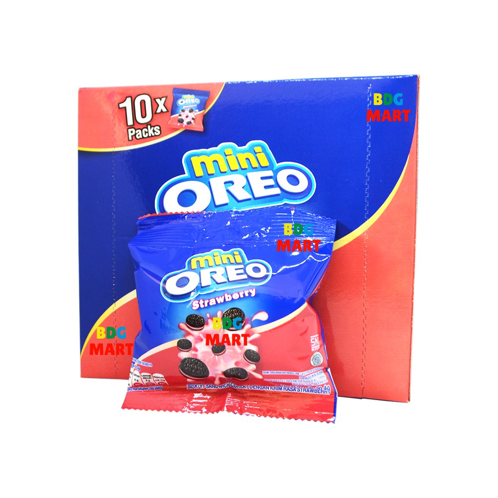 

BOX Mini Oreo Strawberry Produk Mondelez Mini Oreo Stroberi Kemasan Pack Praktis - 10 x 20.4gr