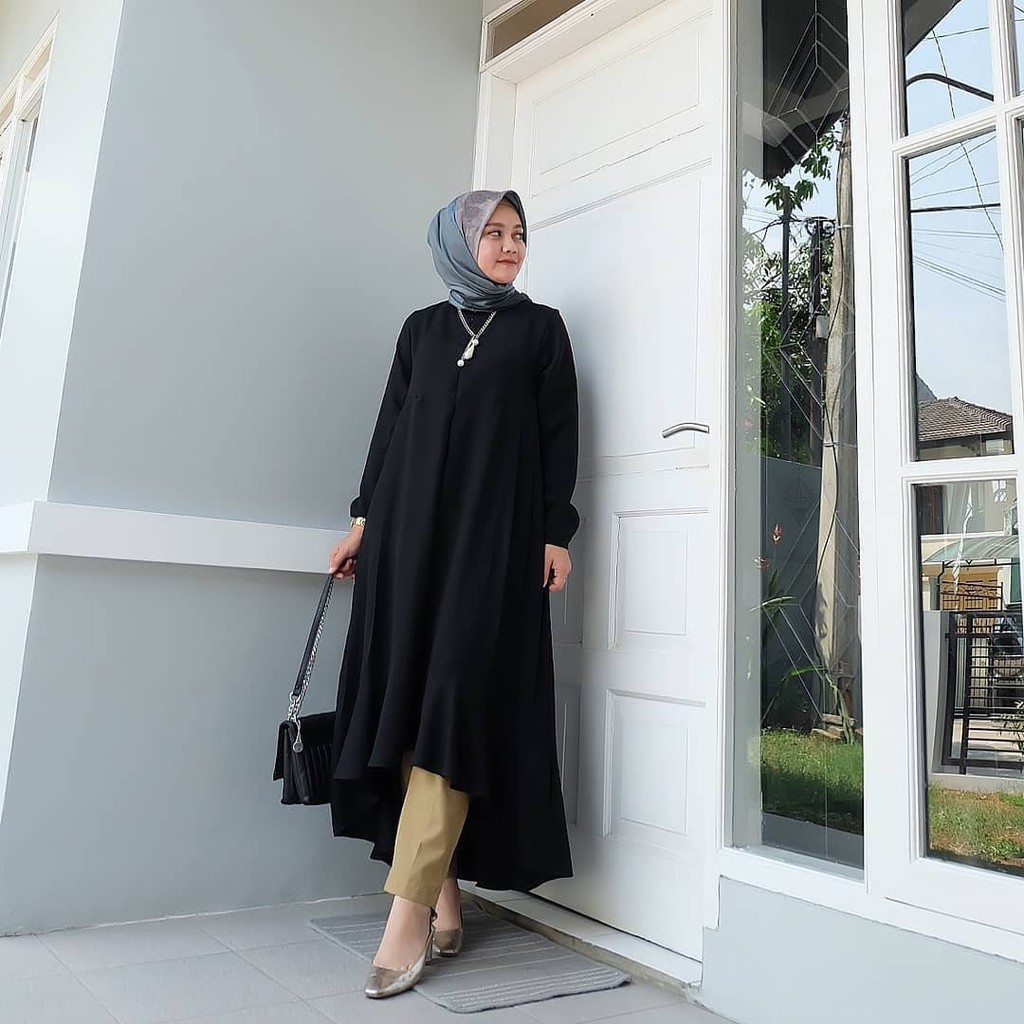 fashion muslim terkini/baju kekinian/long tunik jumbo Nada