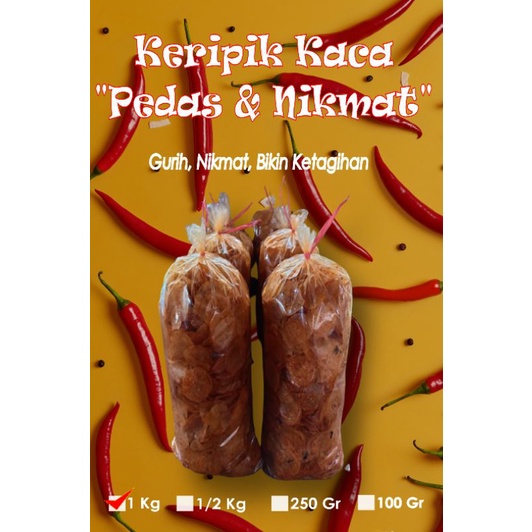 

Keripik kaca 1Kg/kripik kaca/pikca/kripik beledag/kripik kaca pedas daun jeruk