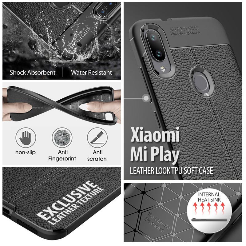 Xiaomi Mi Play - Leather Look TPU Soft Case