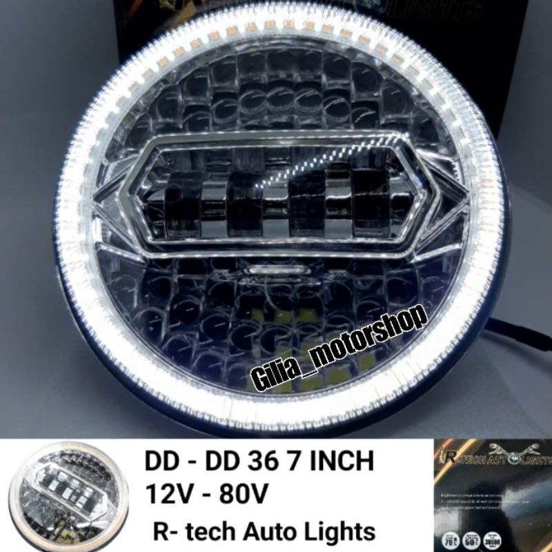 LAMPU DAYMAKER LED 7 INCH R-TECH AUTOLIGHT ORIGINAL IMPORT 12V-80V HEADLAMP UNTUK MOTOR MOBIL