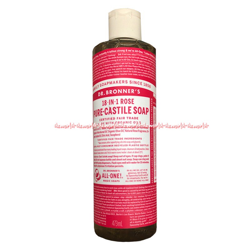 Dr Bronner's 18in1 Tea Tree Pure 473ml Citrus Lavender Rose Peppermint Castile Sabun Cair Dr Broner