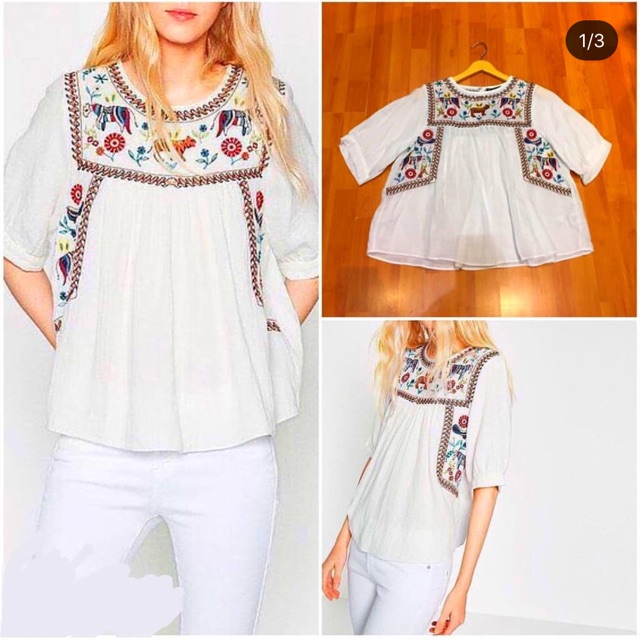 ATASAN BLUS KATUN WANITA WARNA PUTIH BORDIR LENGAN PENDEK IMPORT