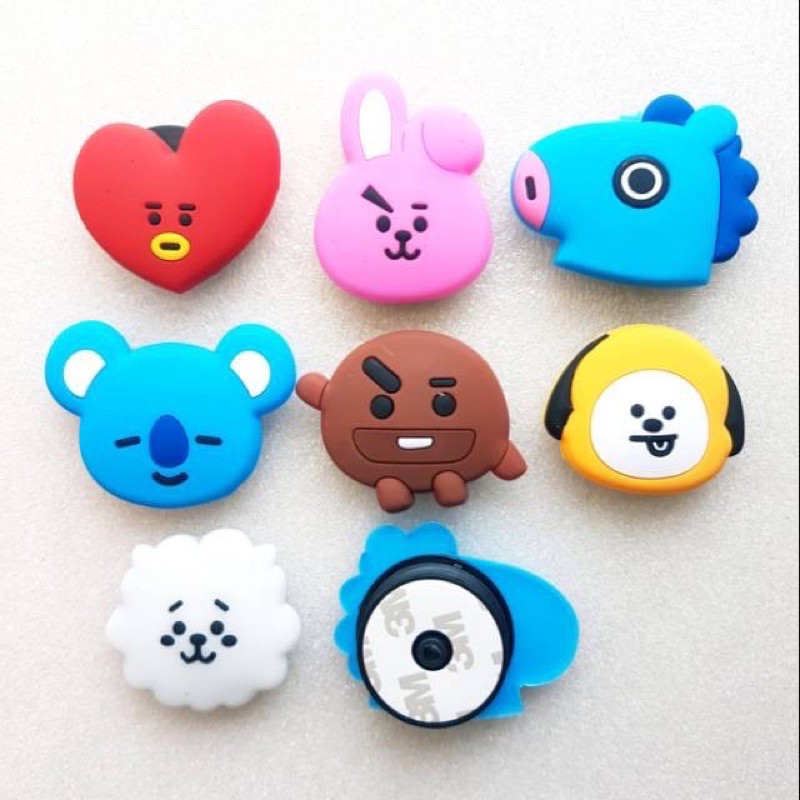 GRIPTOK 3D/PHONE HOLDER PVC/POPSOCKET HP 3D/BTS/TATA/VAN/RJ/CHIMMY/VAN/KOYA/COOKY/SHOOKY/MANG/