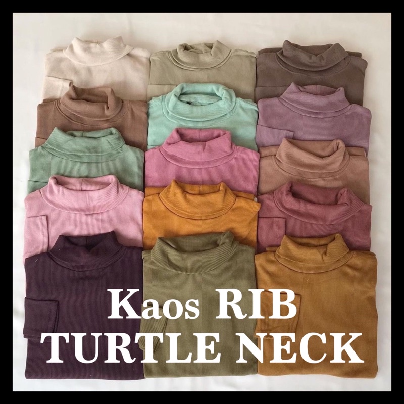 RIB KAOS SWEATER TURTLE NECK POLOS LEHER TINGGI TANGAN PANJANG MURAH JUMBO MELAR OVERSIZED GROSIR