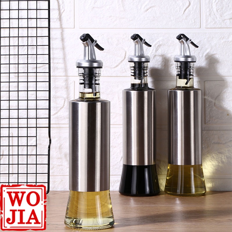 Botol Wadah Minyak Stainless Kaca Kecap Saos Pourer Oil Vinegar Glass Bottle