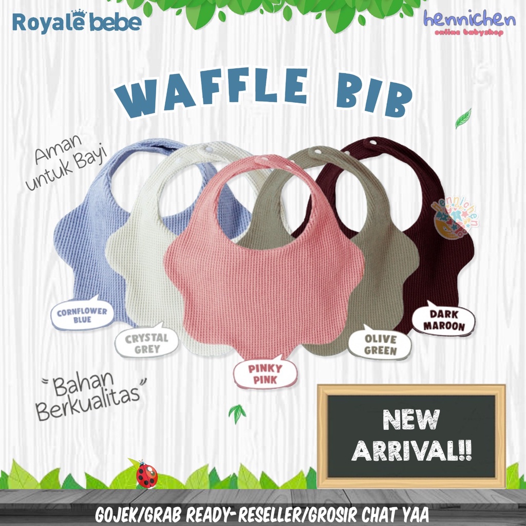 ROYALE BEBE WAFFLES BIB BIB SLABBER CELEMEK MAKAN ANAK TATAKAN ILER ANAK BAYI