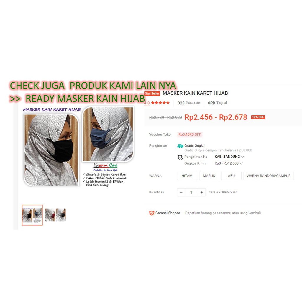 MASKER KAIN TALI PANJANG LUSINAN &quot; 12 PCS &quot;