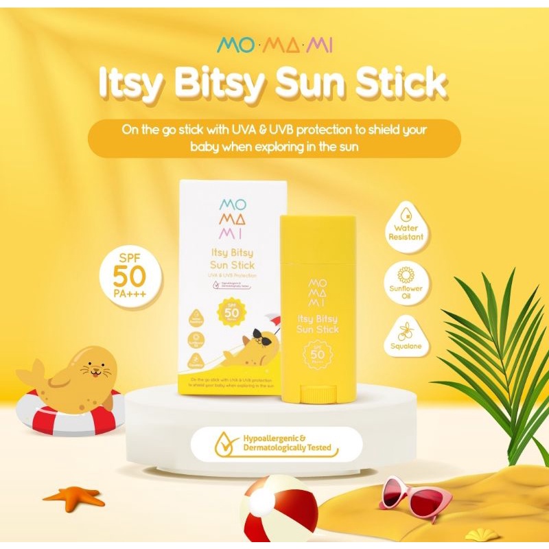 Momami Itsy Bitsy Sun Stick SPF 50 Ukuran 15 Gr - Tabir Surya Bayi &amp; Anak