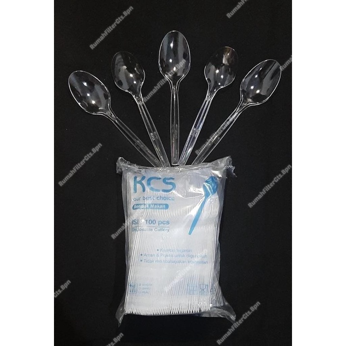 SENDOK MAKAN PLASTIK KCS BENING ( isi 100 ) / Sendok Makan Plastik Bening