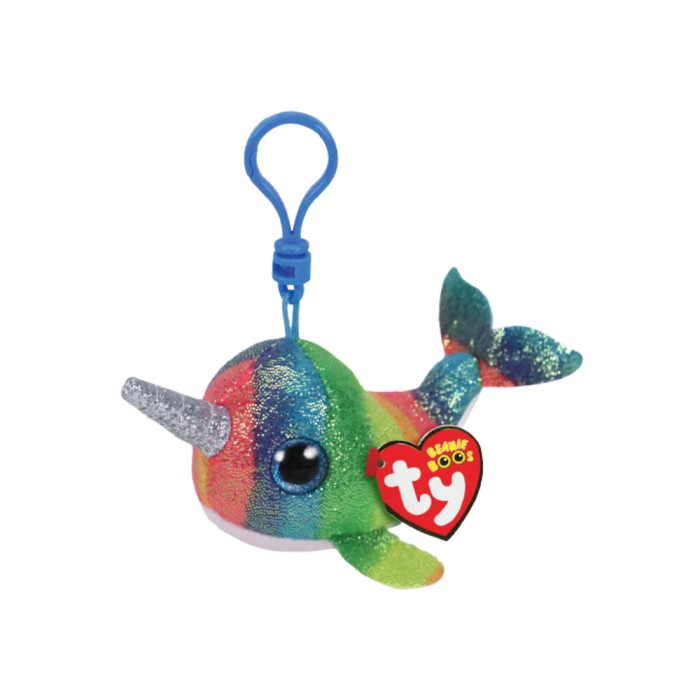 Ty Toys Beanie Boos Nori Multicolor Narwhal Keychain - Gantungan Kunci Boneka Anak 3Y+