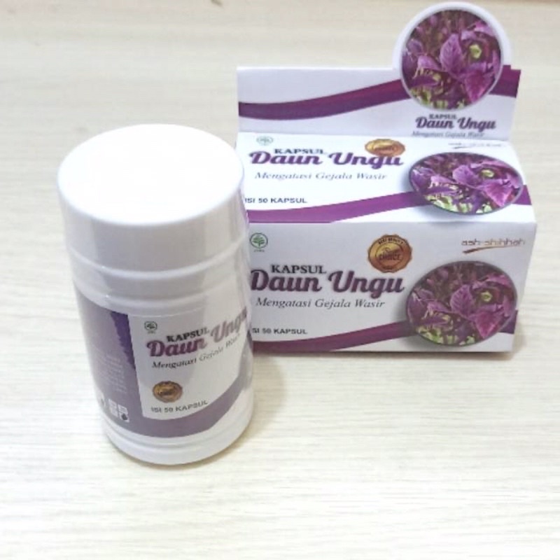 Kapsul BPOM Herbal Daun Ungu ORIGINAL Obat Ambeien Wasir Ambeyen Ampuh Benjolan Asli Ash Shihhah