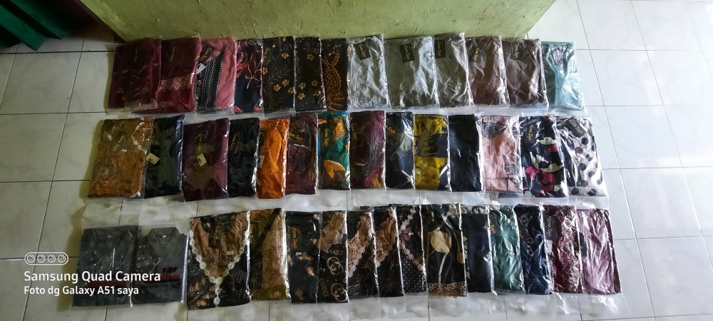 Batik Couple Keluarga Sania Ruffle Ori Ndoro Jowi Dnt Motif Sinaran Tosca