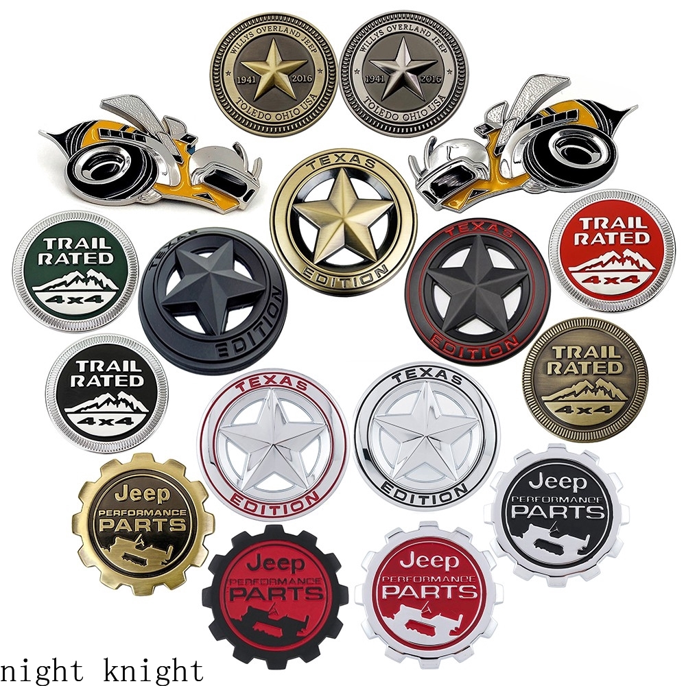 Night knight Stiker Decal Mobil Motif Tulisan Jeep 1941 5 Star Bahan Metal Warna Hitam