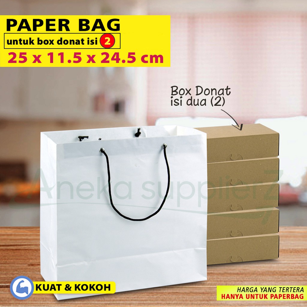 

Paper Bag untuk - Box Donat is 2 | 25x11.5x24.5 cm - PUTIH (20PCS)