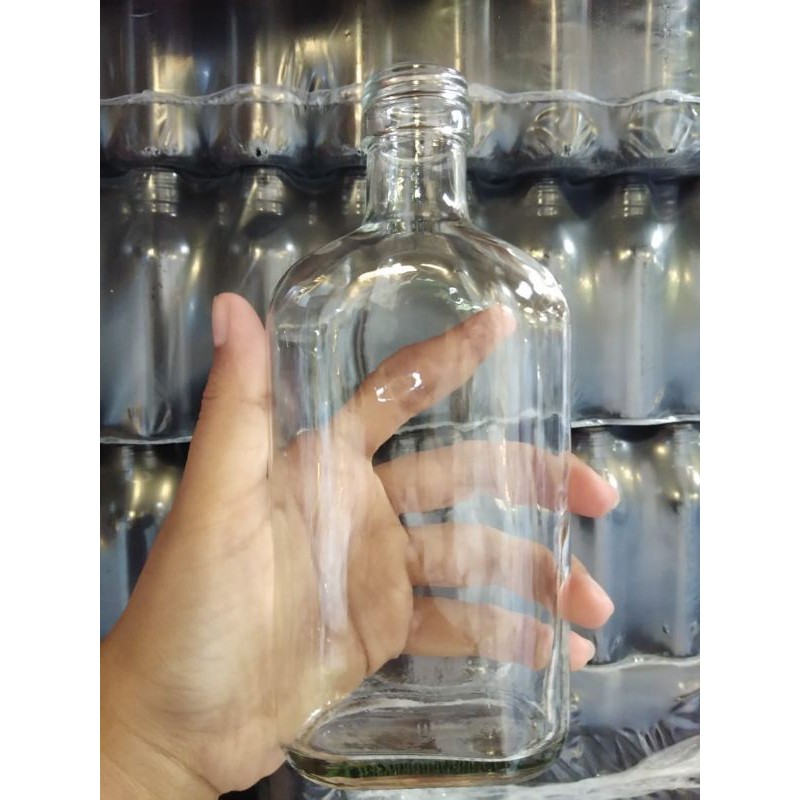  BOTOL  KACA  GEPENG BENING 250ML BARU ISI 12 PCS KEMASAN 