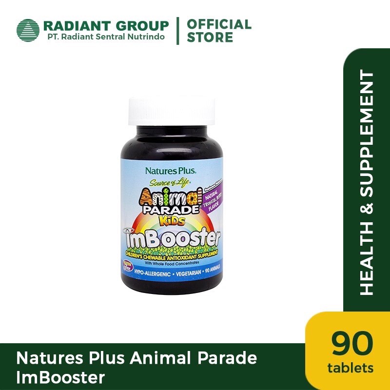 NATURE'S NATURES NATURE PLUS ANIMAL PARADE KIDS IMBOOSTER IMMUNE BOOSTER DAYA TAHAN TUBUH 90 ANIMALS / Natures plus animal parade kids imbooster [90 tabs]