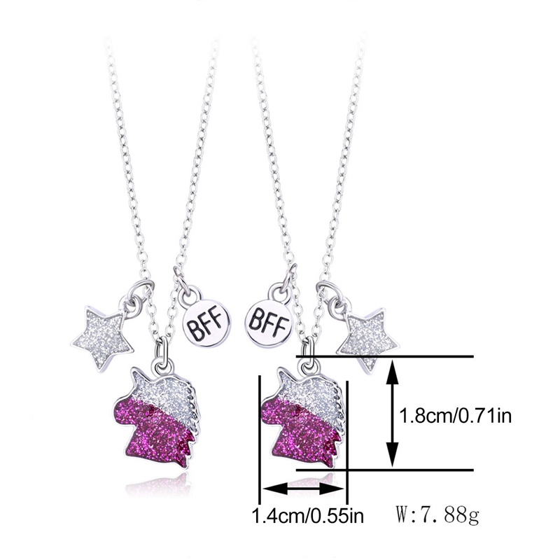 2pcs / Set Kalung Choker Liontin Unicorn Untuk Anak Laki-Laki Dan Perempuan