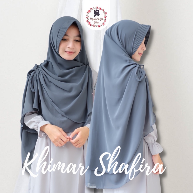 Khimar shafira, khimar syari 2 layer kerut samping