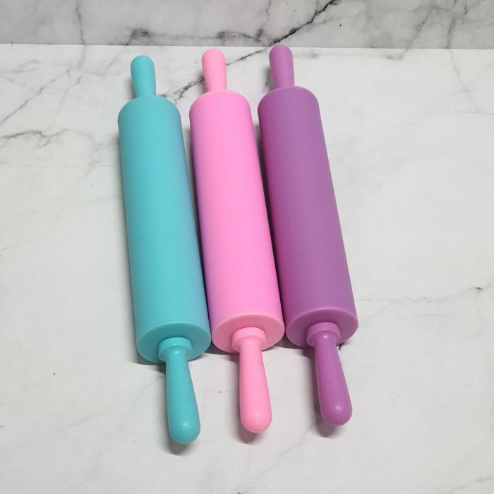 small silicone rolling pin with plastic handle 30cm/ rolling pin gagang plastik pastel kecil