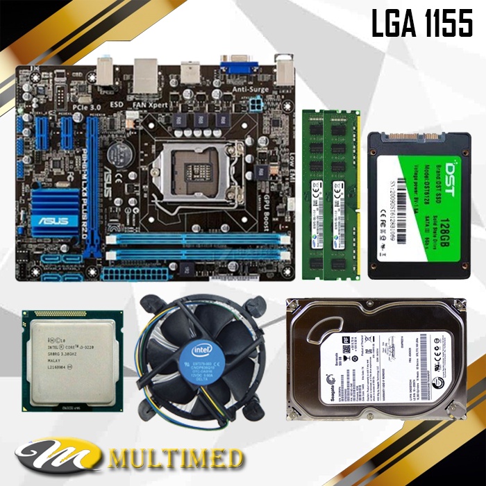 Paket Intel 1155 H61 DDR3 + CI3 3220 + FAN + RAM 8GB + SSD 128GB + HDD 500GB