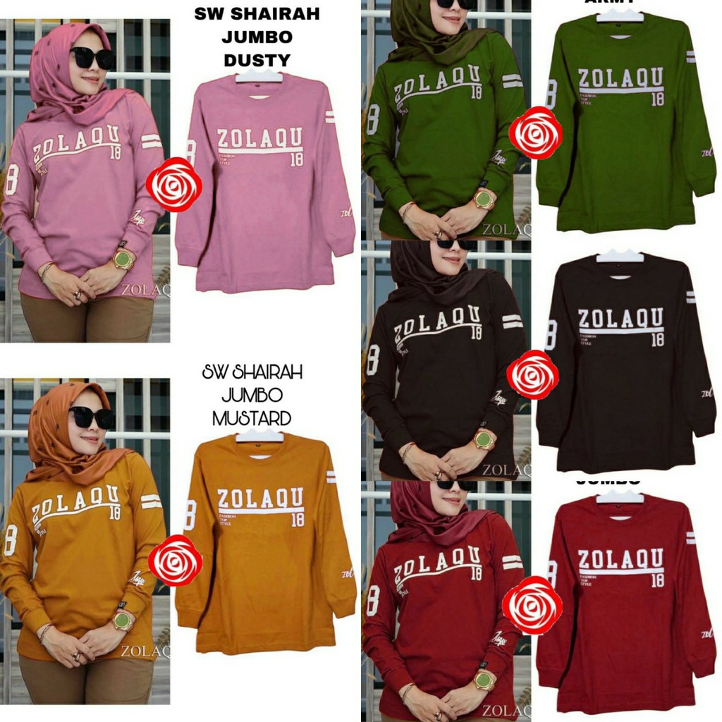 OB10 Baju Lengan Panjang Wanita Big Size Shaira XXL / HD Atasan Jumbo / Kaos Perempuan Extra Big