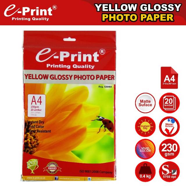 

[PAK] YELLOW GLOSSY PHOTO PAPER E-PRINT EP A4 230G*